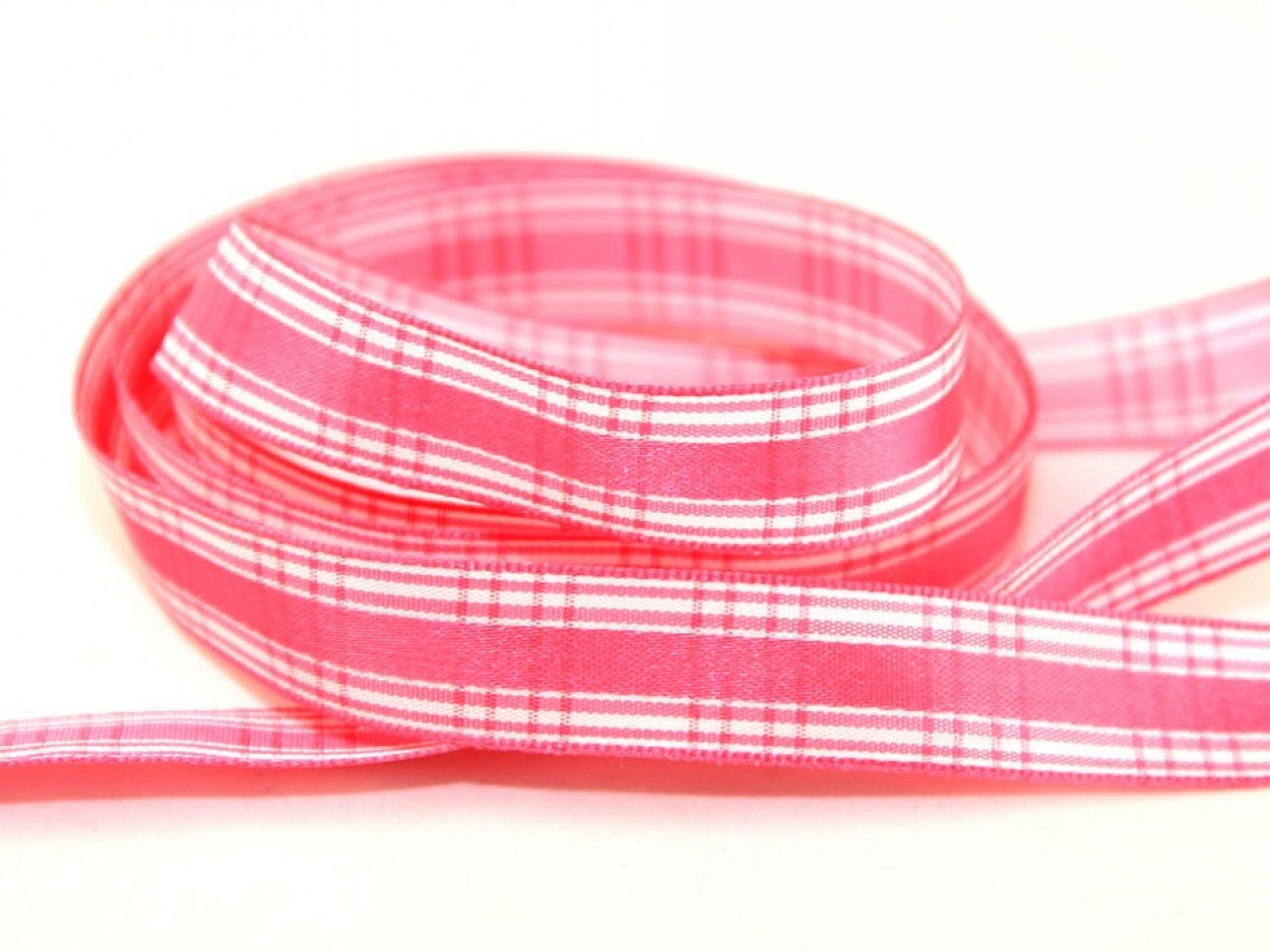 Berisfords Candy Check Ribbon 72 Shocking Pink