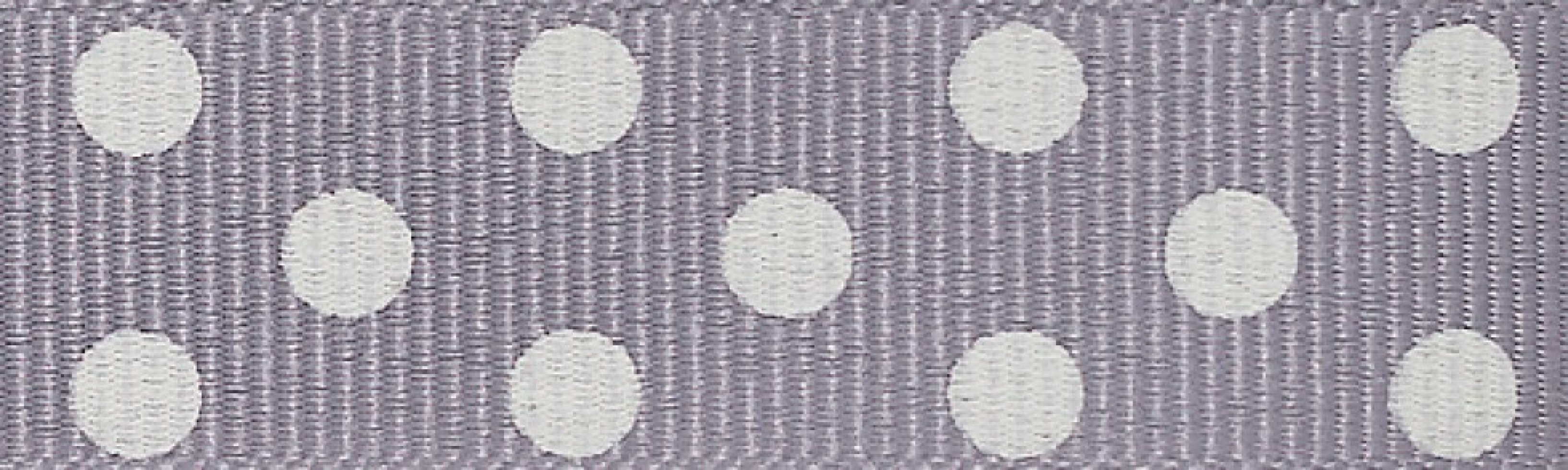 Berisfords Spotty Grosgrain Ribbon 10 Grey/Ivory