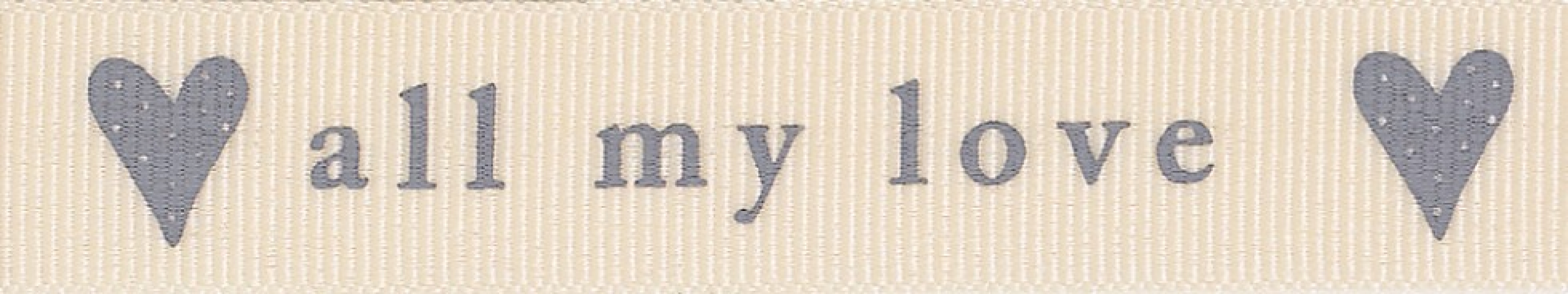 Berisfords All My Love Ribbon 1 Natural/Grey