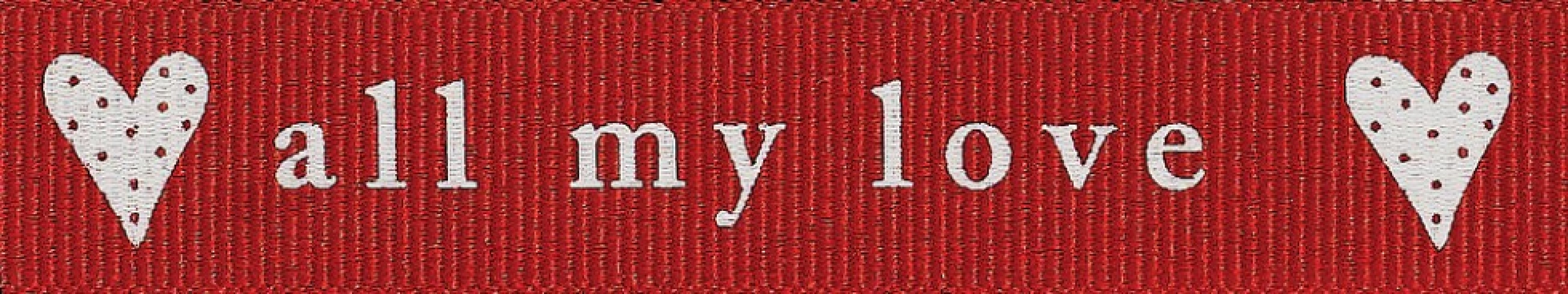 Berisfords All My Love Ribbon 4 Red/Ivory