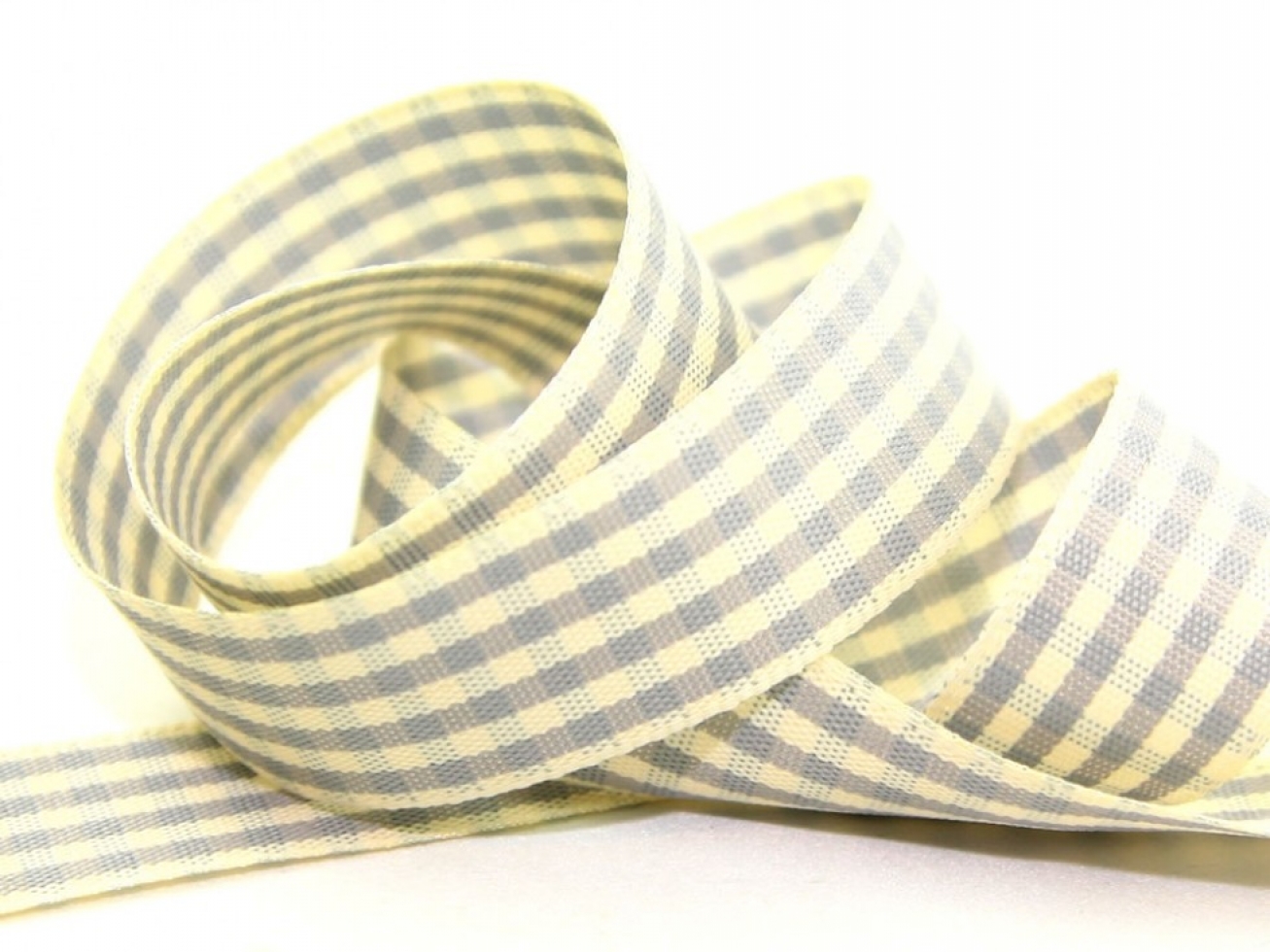 Berisfords Rustic Gingham Ribbon 18 Grey