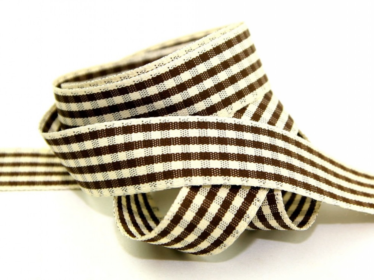 Berisfords Rustic Gingham Ribbon 25 Brown