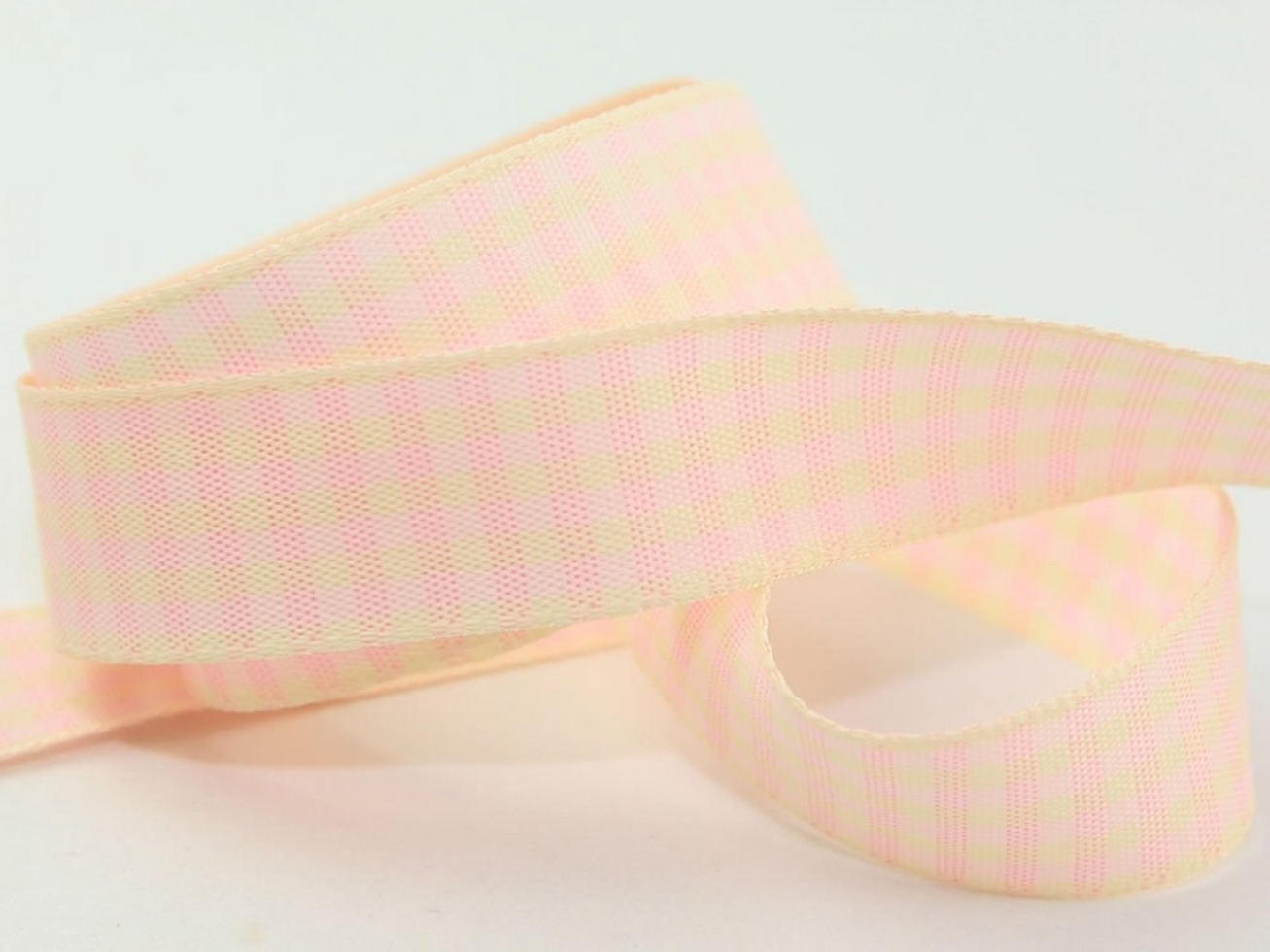 Berisfords Rustic Gingham Ribbon 2 Pink