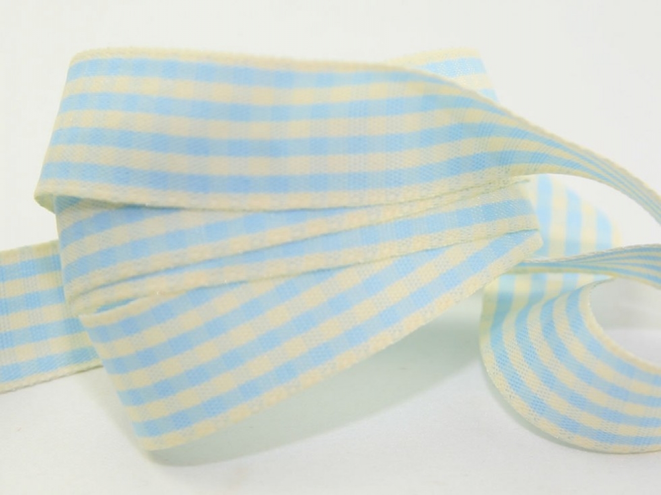 Berisfords Rustic Gingham Ribbon 3 Sky