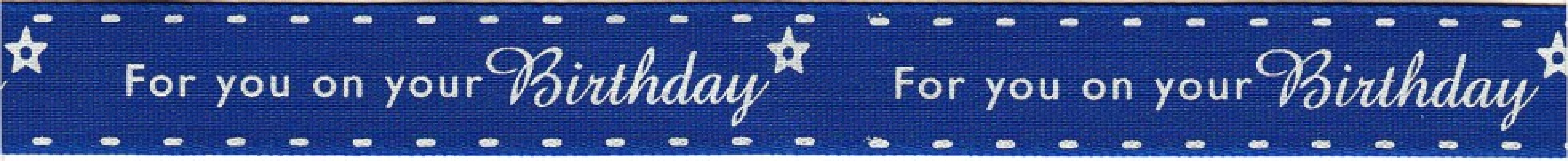 Berisfords On Your Birthday Ribbon 2 Blue
