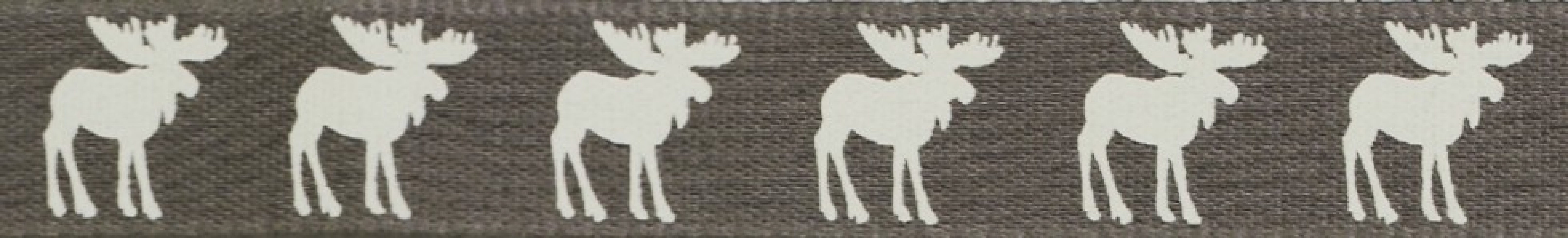 Berisfords Christmas Moose Ribbon Smoked Grey