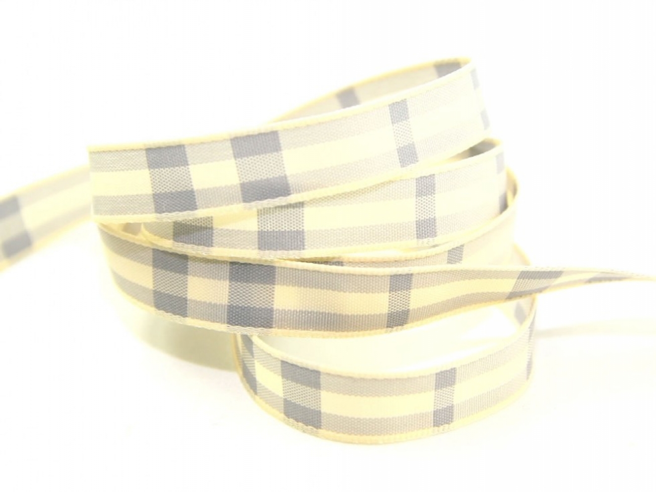 Berisfords Rustic Tartan Ribbon 4 Grey