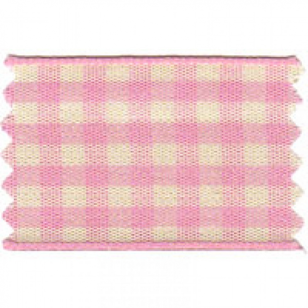 Berisfords Natural Gingham Ribbon 5 Pink