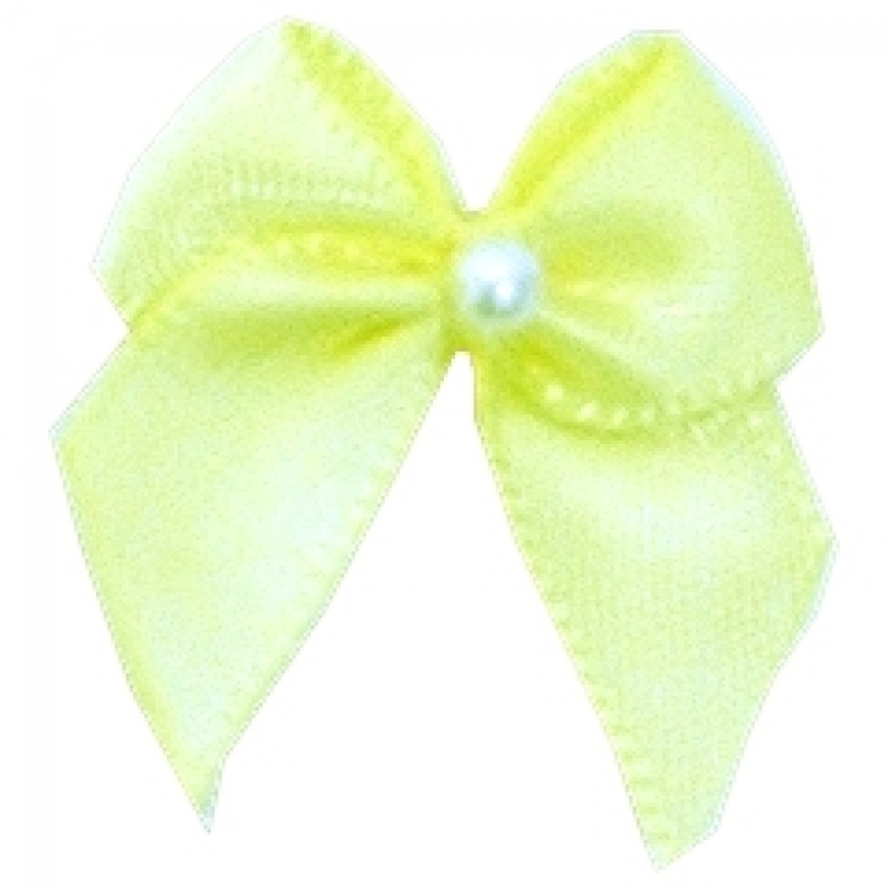 Berisfords Ribbon Pearl Crossover Bows 617 Baby Maize