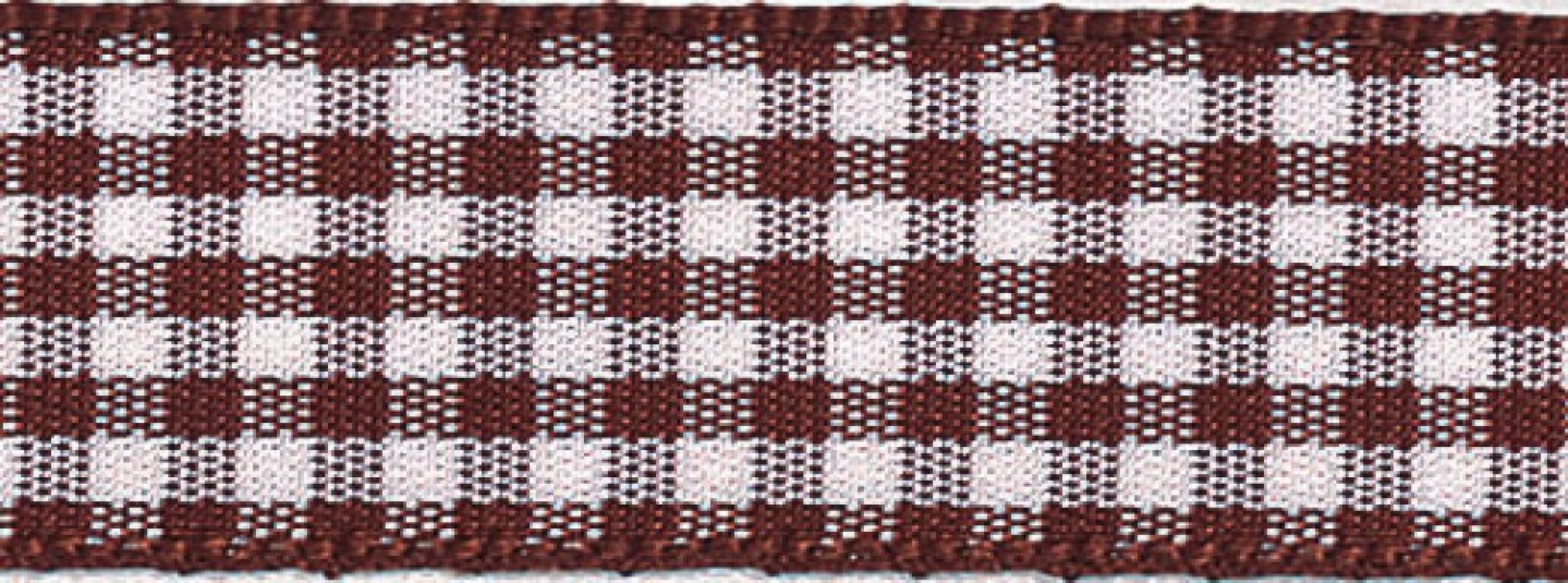 Berisfords Gingham Ribbon 25 Brown