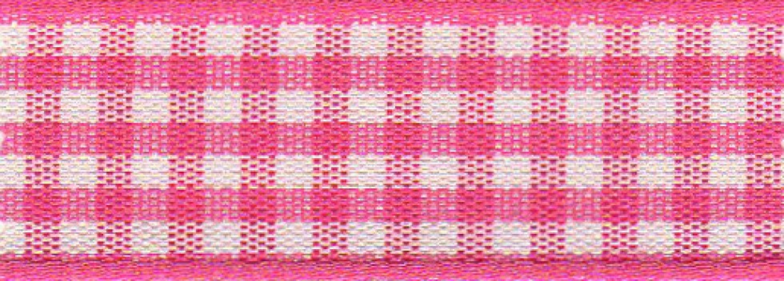 Berisfords Gingham Ribbon 72 Shocking Pink