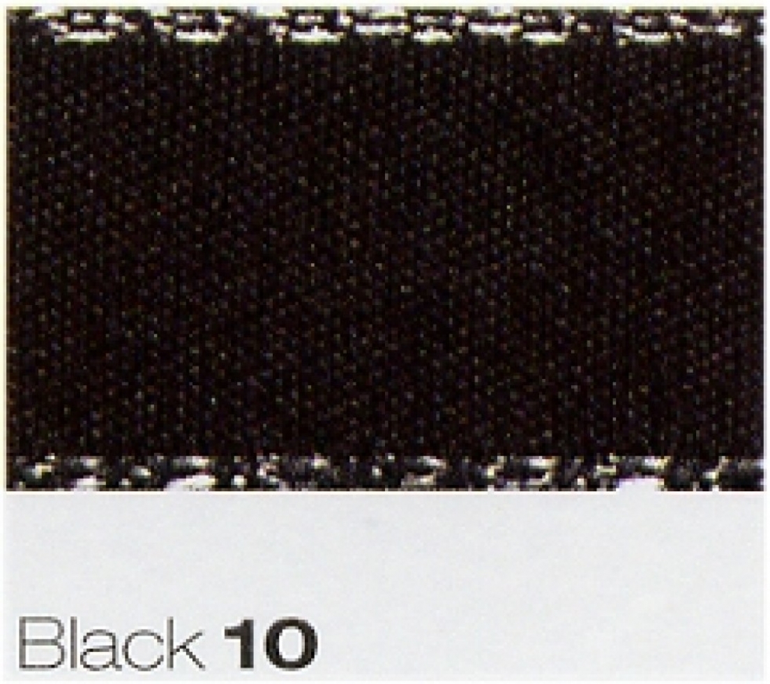 Berisfords Silver Edge Satin Ribbon 10 Black