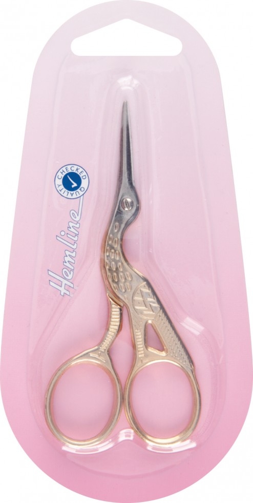 Hemline Stork Embroidery Scissors Gold