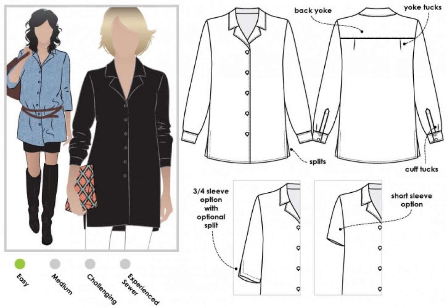 Style Arc Paper Sewing Pattern Jane Overshirt