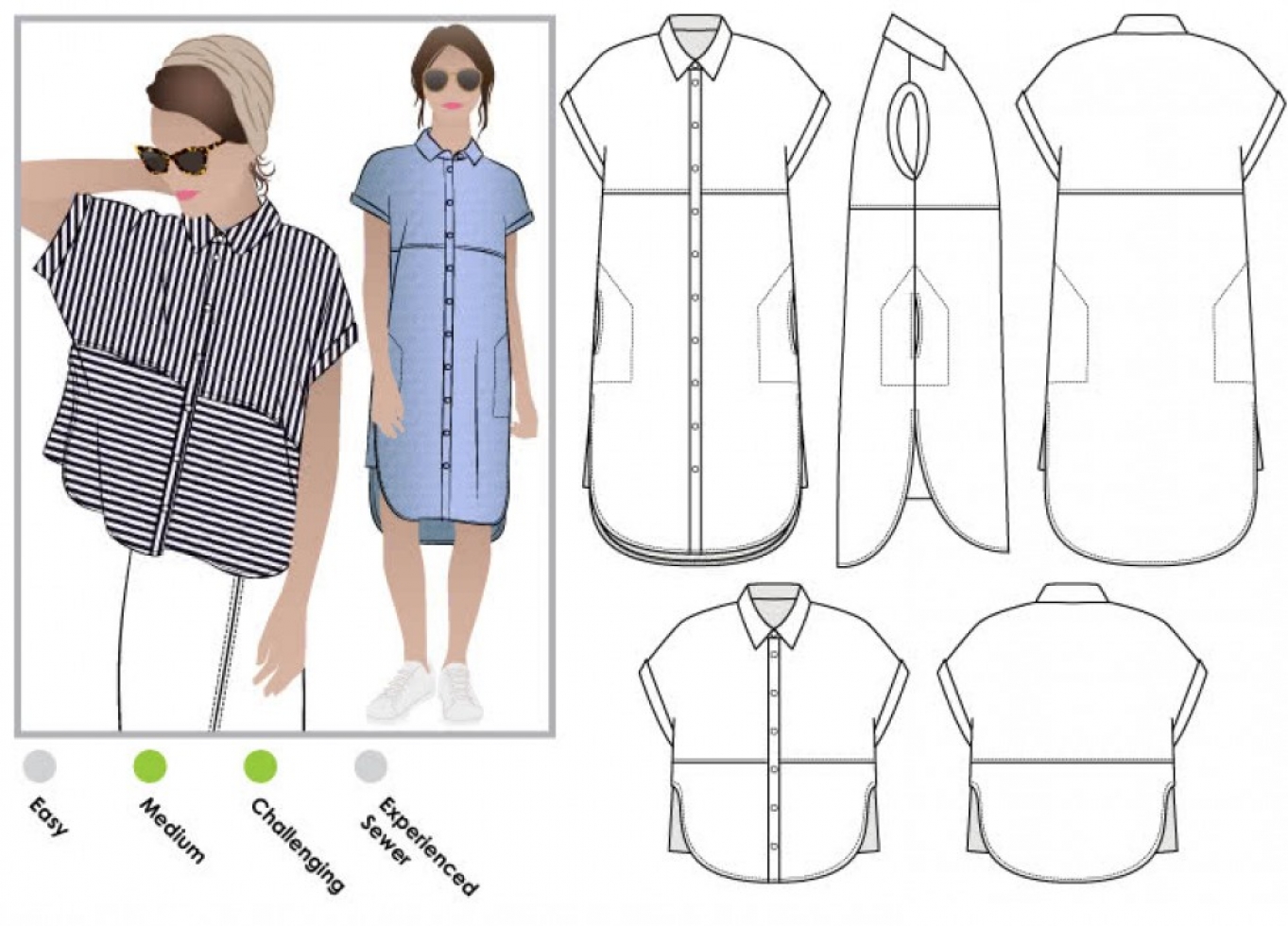 Style Arc Paper Sewing Pattern Blaire Shirt & Dress