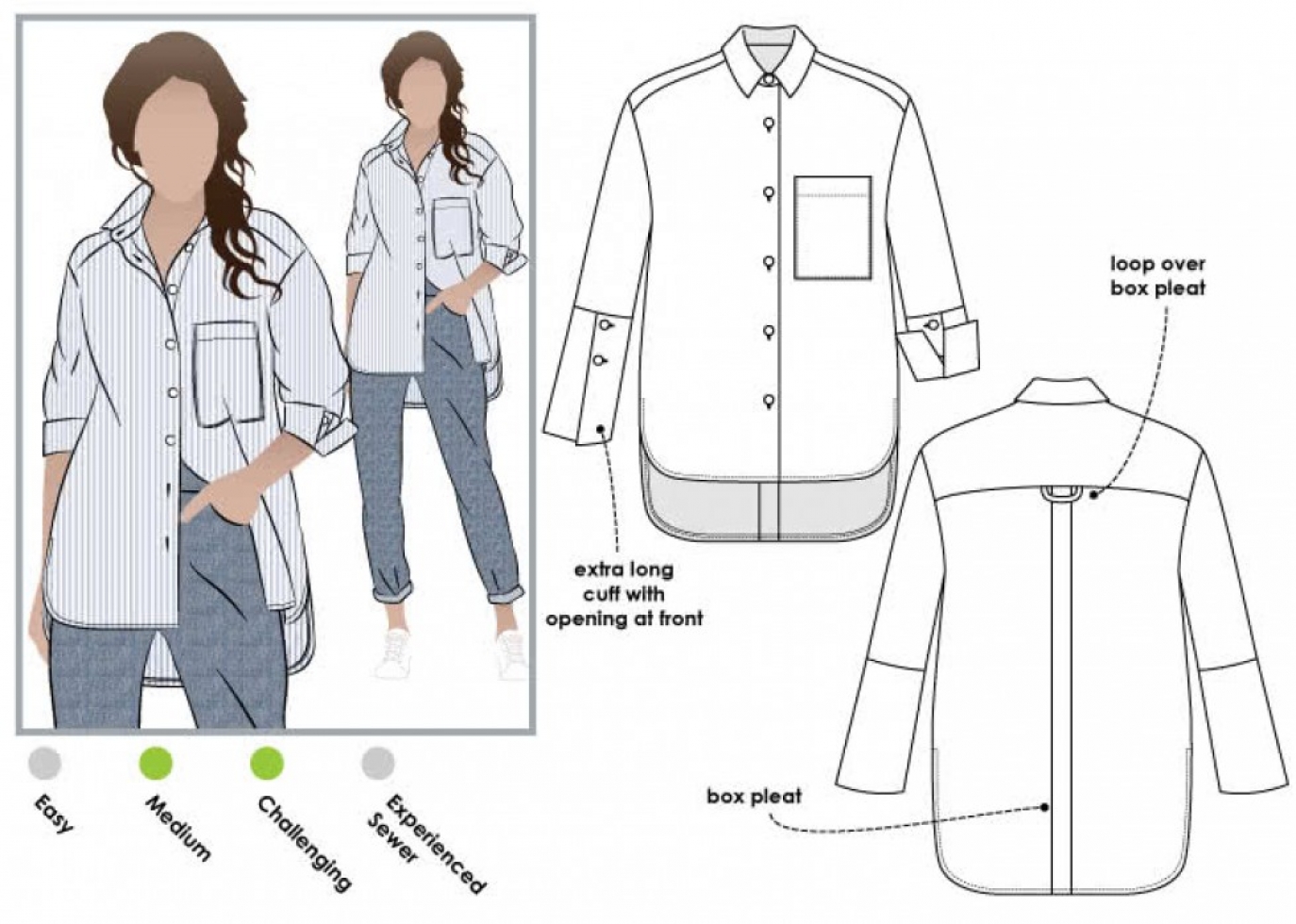 Style Arc Paper Sewing Pattern Lauren Boyfriend Shirt