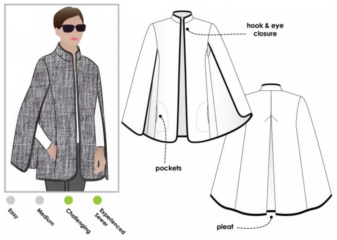 Style Arc Paper Sewing Pattern Nell Cape