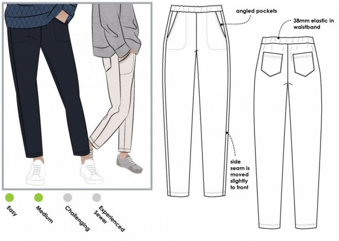 Style Arc Paper Sewing Pattern Brooklyn Pants
