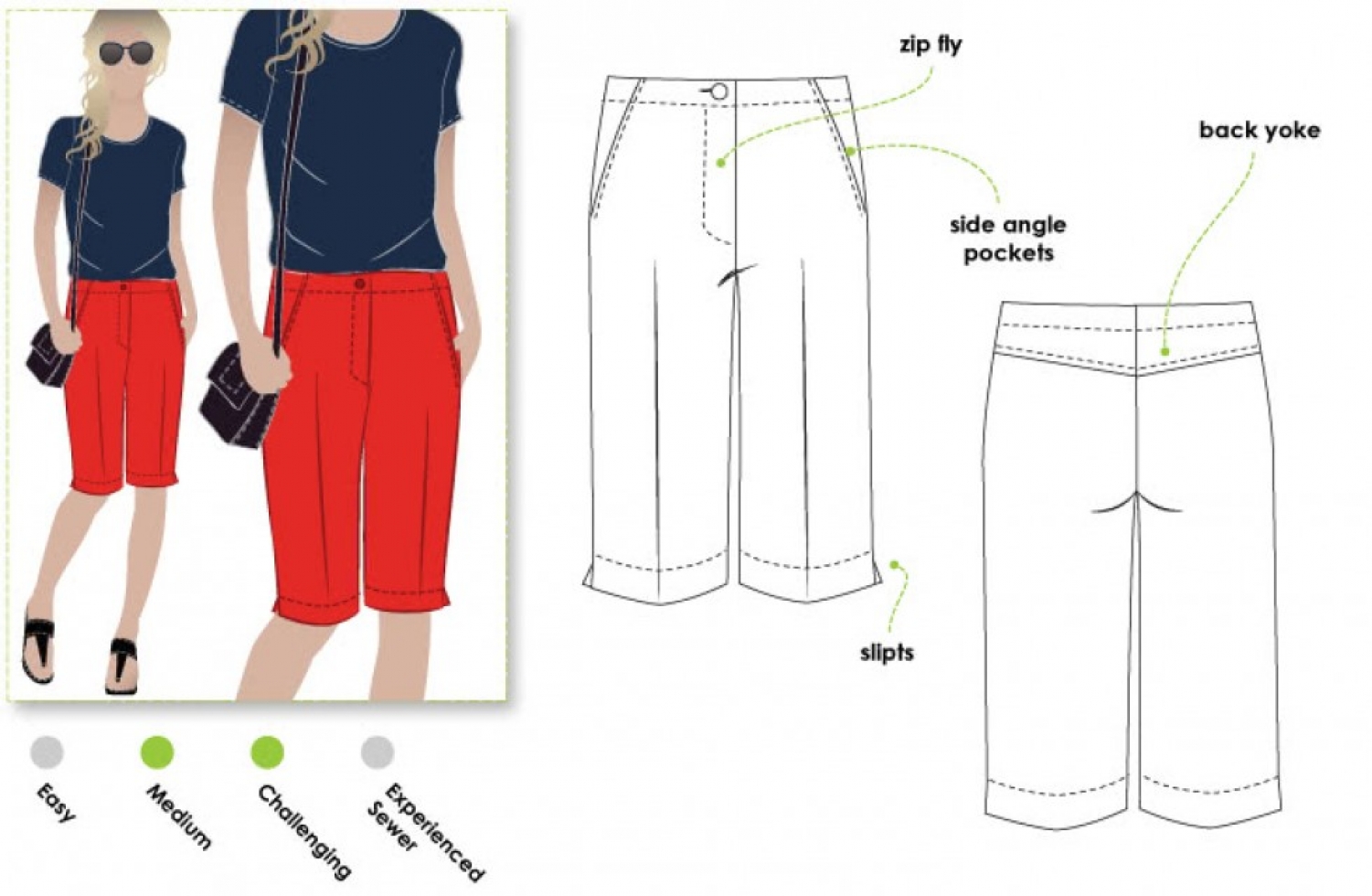 Style Arc Paper Sewing Pattern Jennifer City Shorts