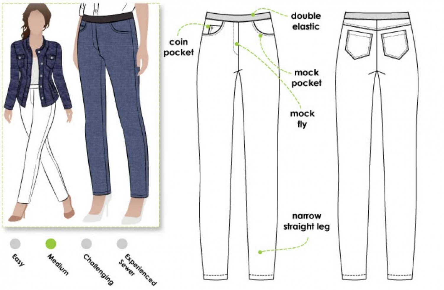 Style Arc Paper Sewing Pattern Misty Stretch Woven Jeans