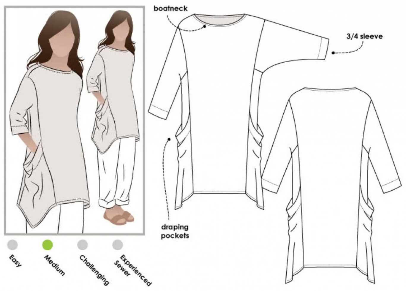 Style Arc Paper Sewing Pattern Kaye Tunic Top