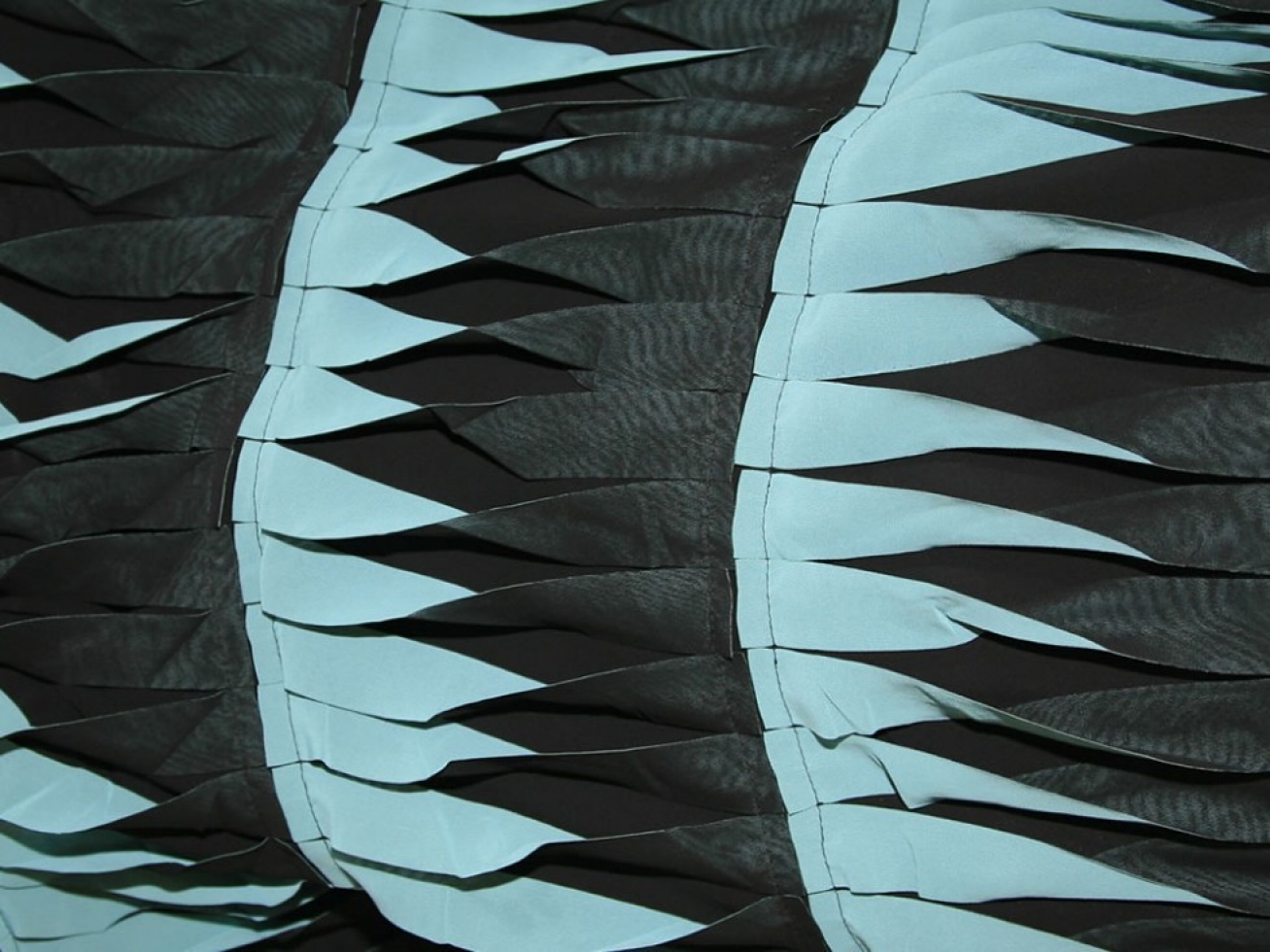Embroidered Sheer Chiffon Fabric Black & Turquoise