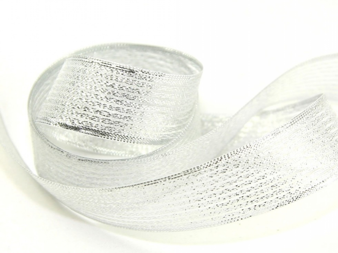 Metallic Lame Stripe Ribbon Silver