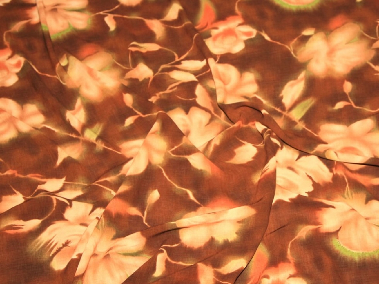 Soft Polyester Crepe Fabric Brown & Tan