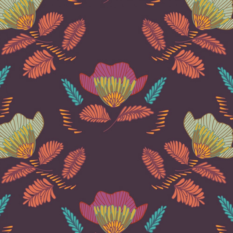 Art Gallery Fabrics Autumn Vibes 100% Cotton Poplin Fabric Pressed Ablossom Royal
