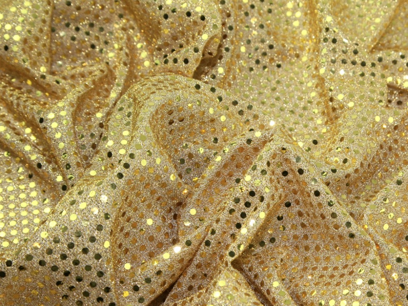 Sequin Stretch Knit Fabric Gold