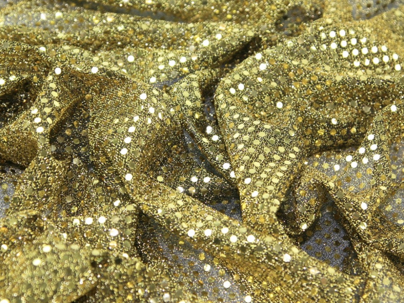 Sequin Stretch Knit Fabric Gold/Black