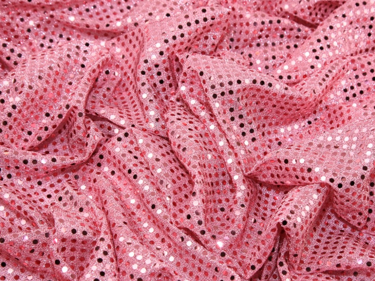 Sequin Stretch Knit Fabric Pink