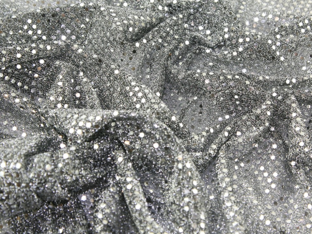 Sequin Stretch Knit Fabric Silver/Black