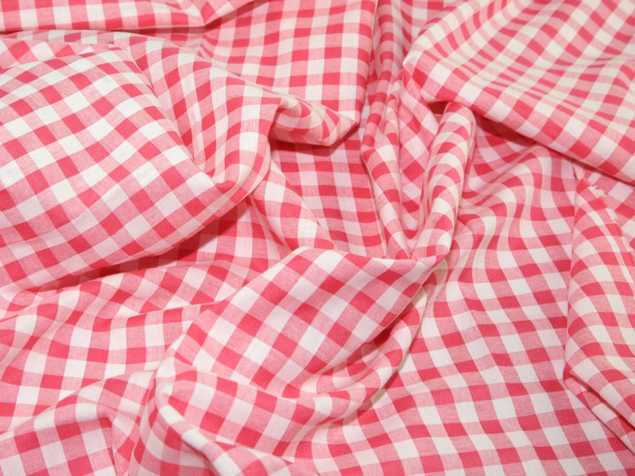 Cotton Gingham Fabric Cerise Pink