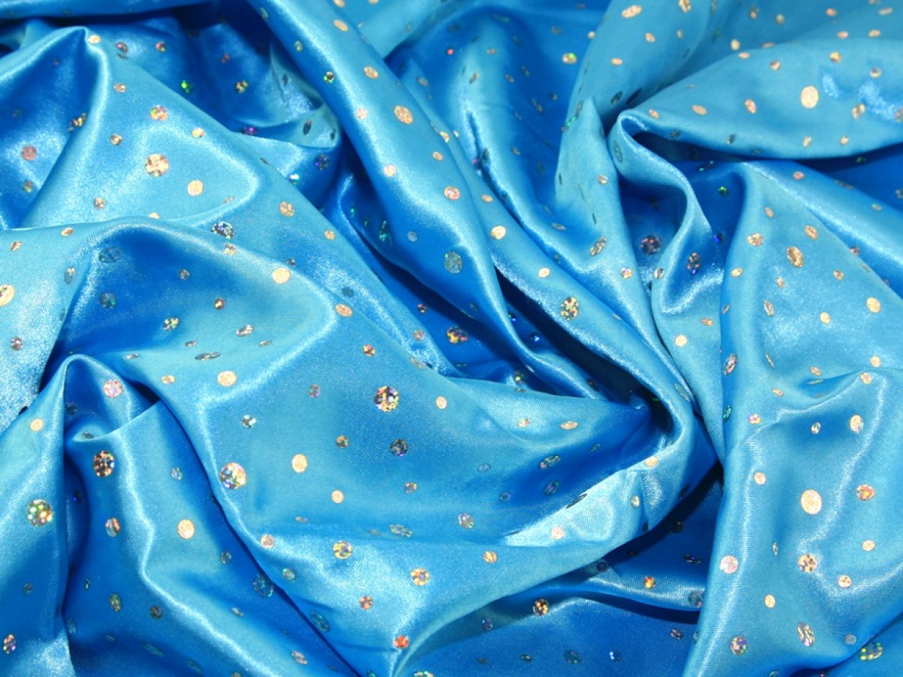Sequin Satin Fabric Turquoise