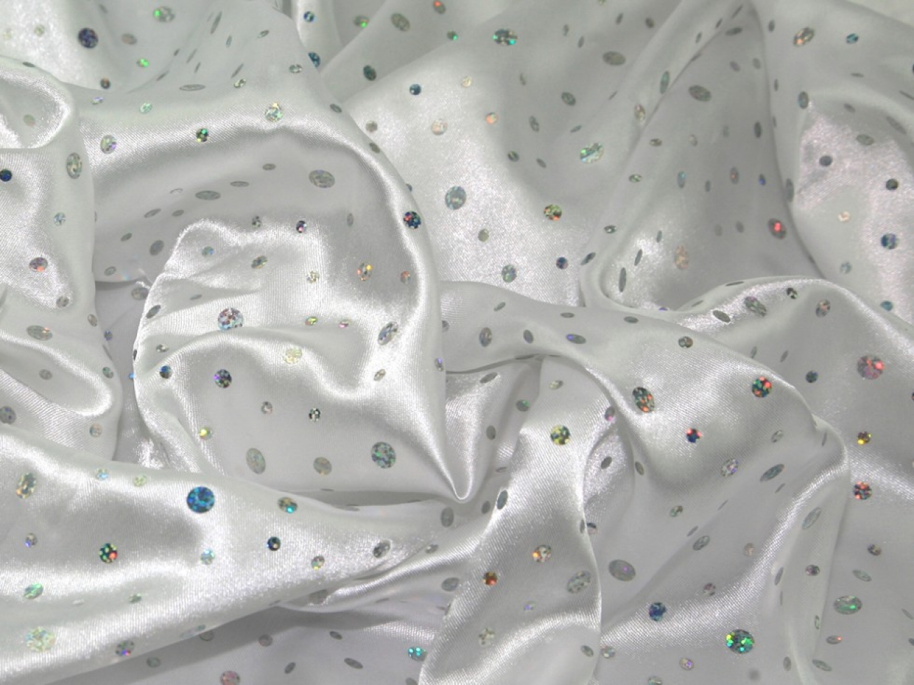 Sequin Satin Fabric White