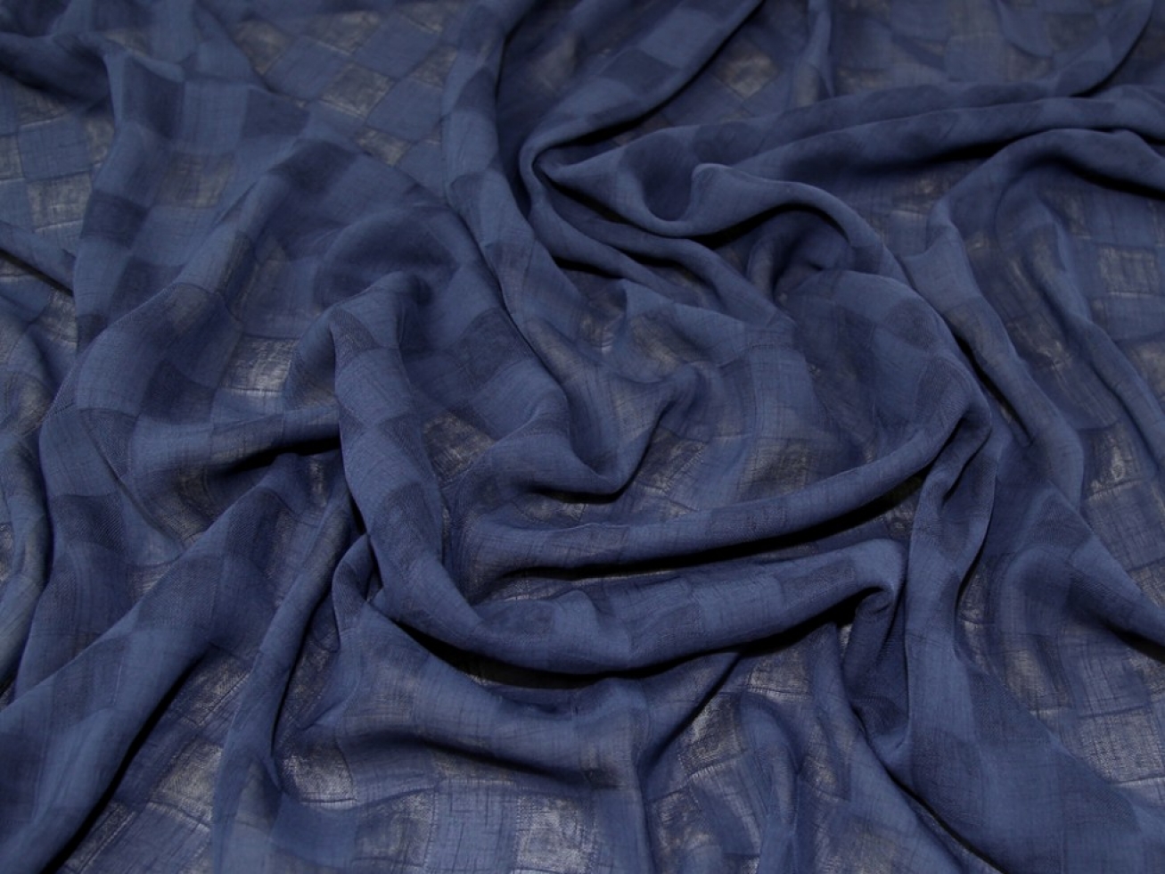 Squares Voile Fabric Navy Blue