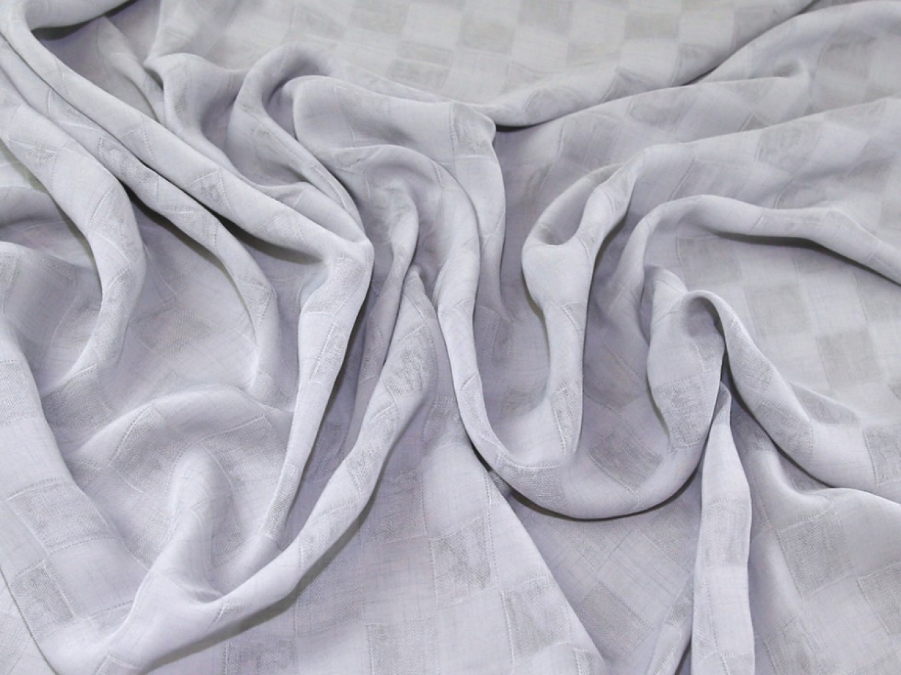 Squares Voile Fabric Silver Grey