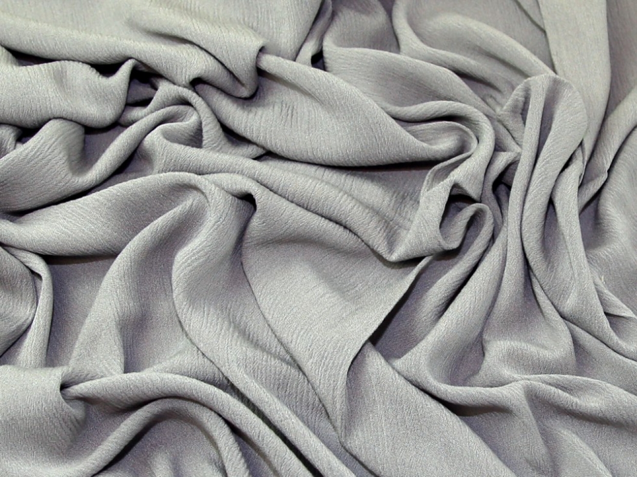Crinkle Crepe Fabric Silver Grey
