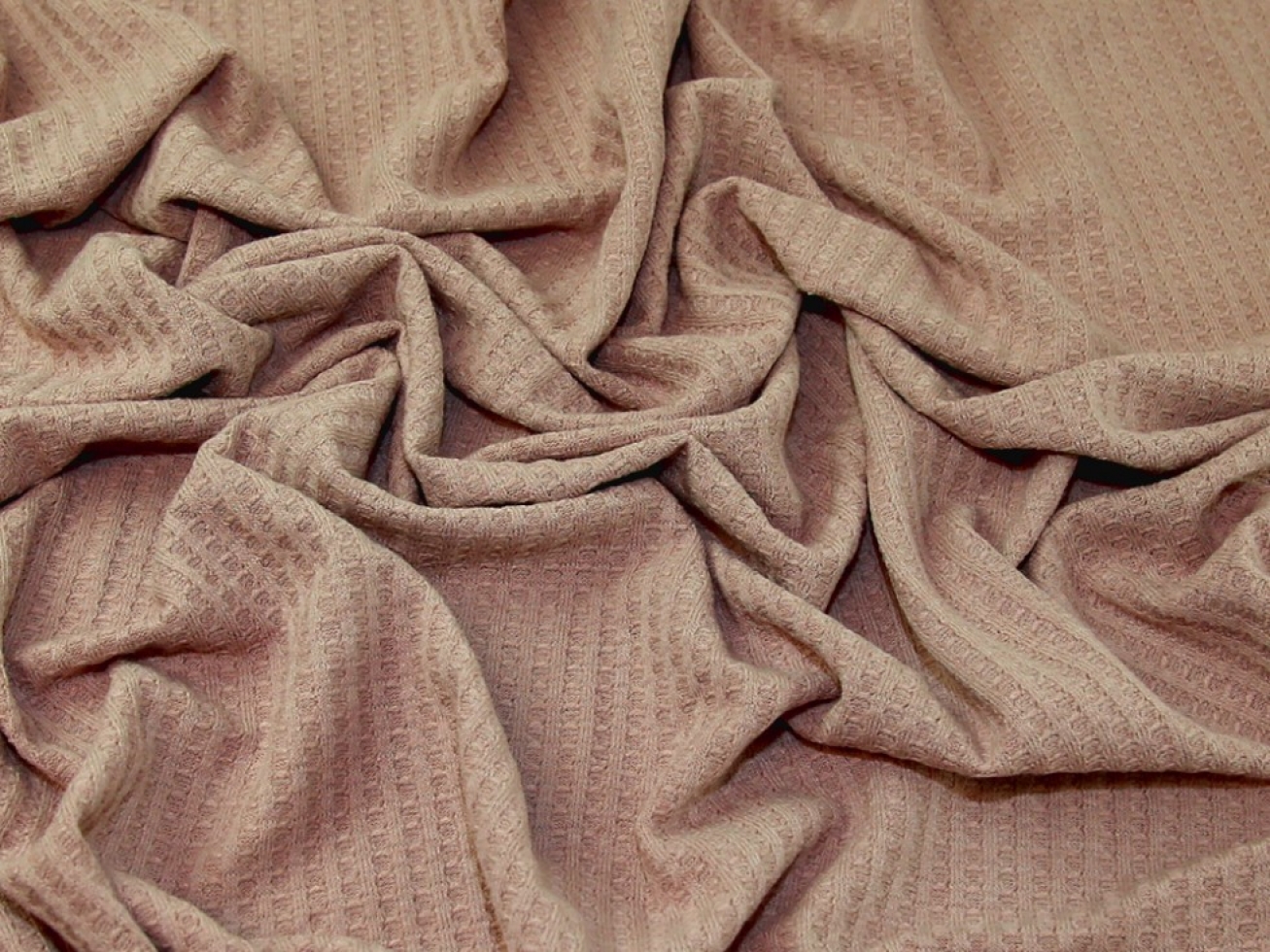 Waffle Sweater Knit Stretch Fabric Beige
