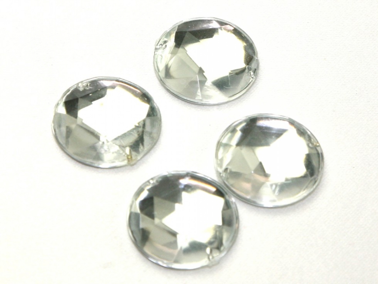 Round Acrylic Jewels Silver Clear