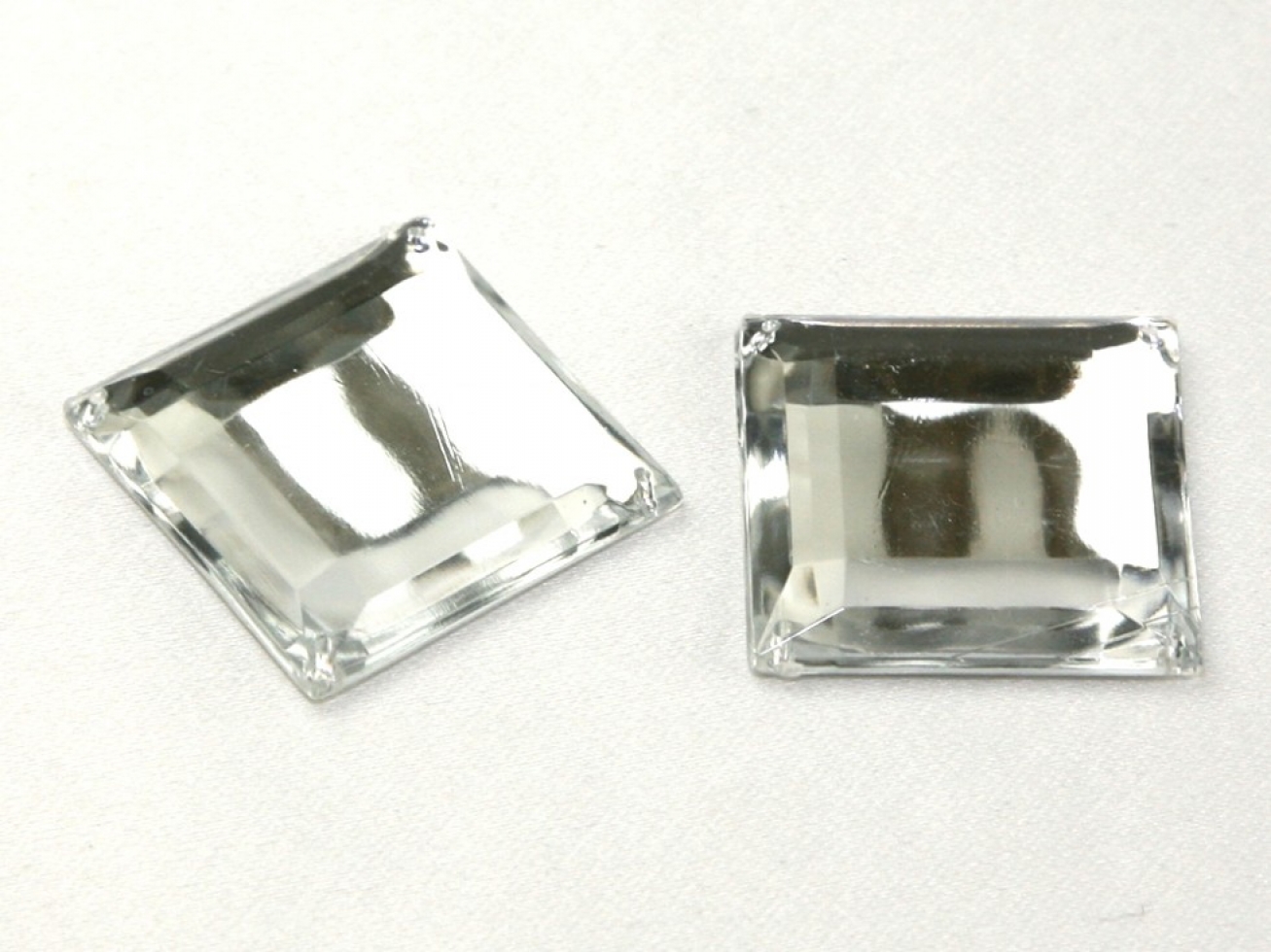Square Acrylic Jewels Silver Clear