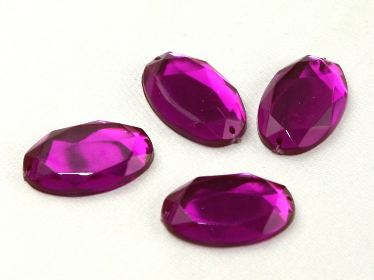 Oval Acrylic Jewels Fuchsia Pink