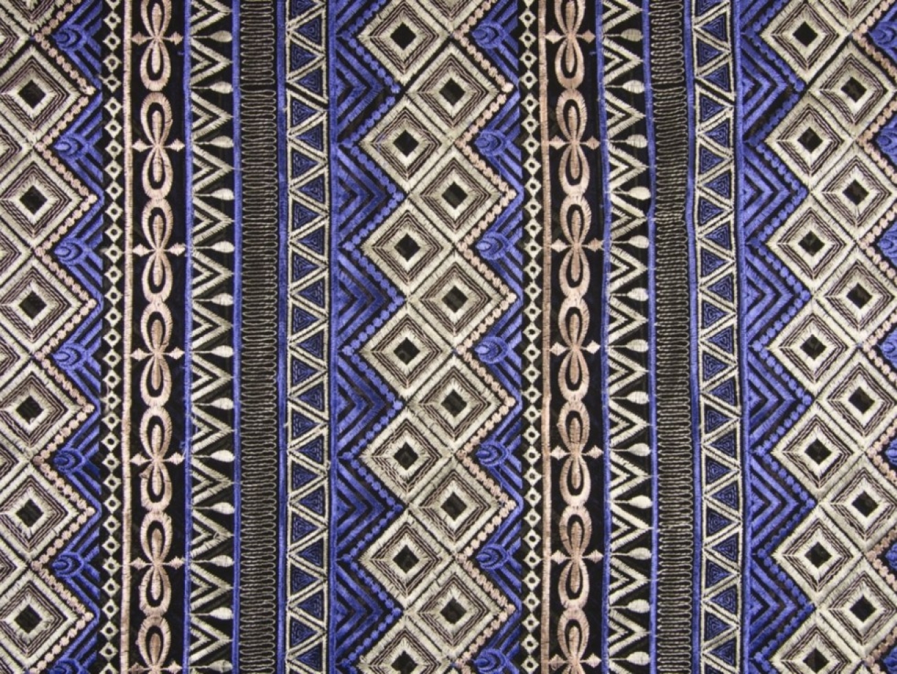 Embroidered Lace Fabric Blue