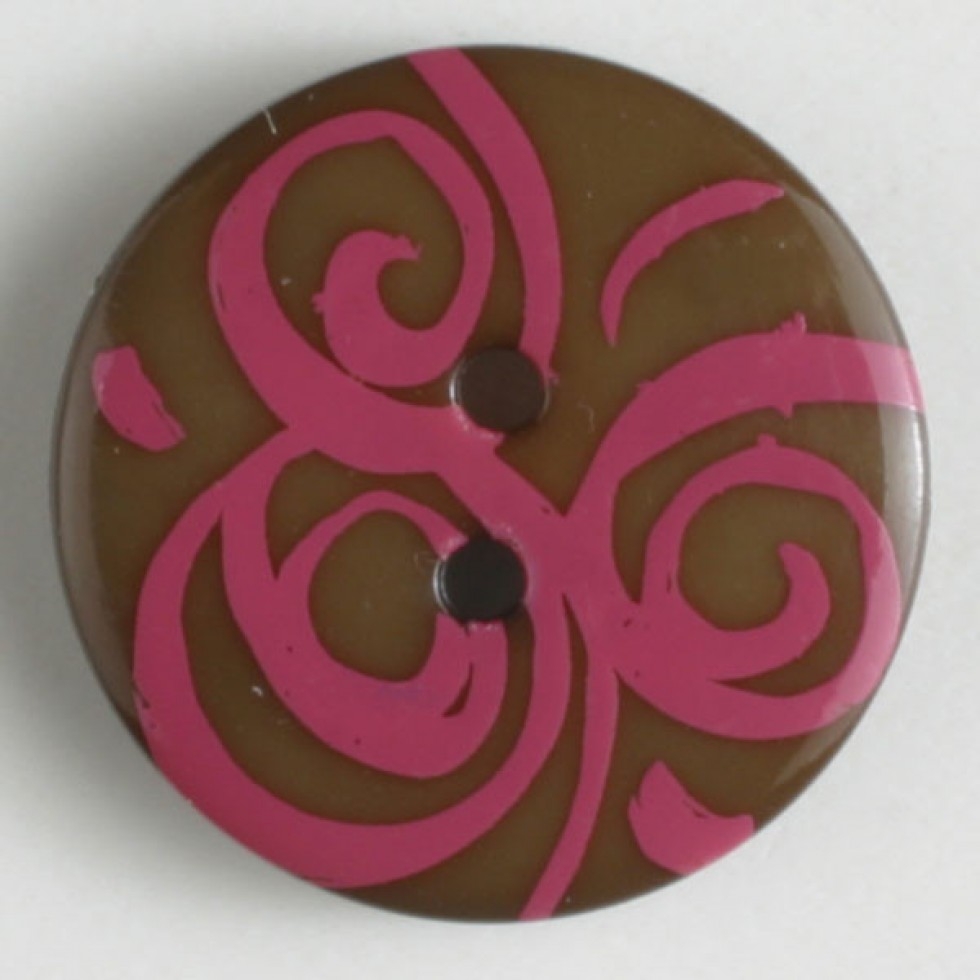Dill Round Plastic Buttons Pink & Brown