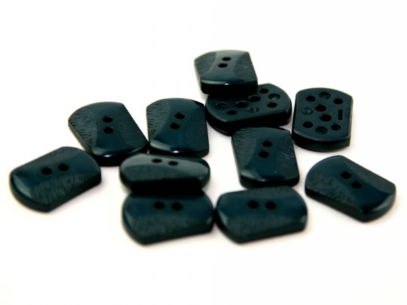 Dill Rectangular Carved Buttons Dark Blue