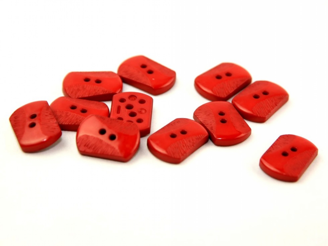 Dill Rectangular Carved Buttons Deep Red