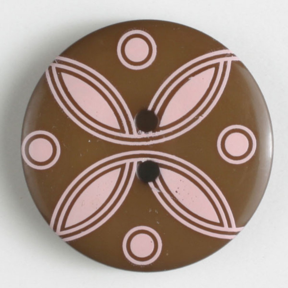 Dill Round Plastic Buttons Brown & Pink