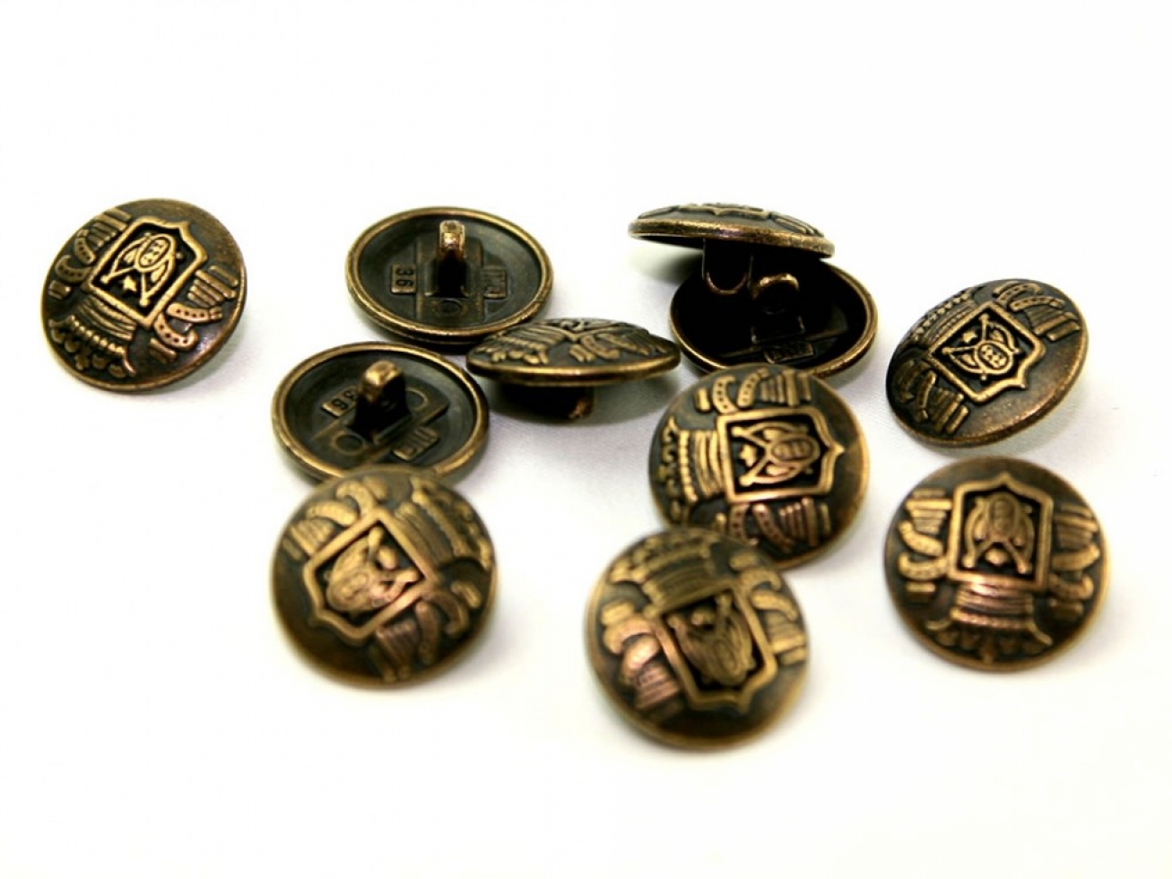 Dill Metal Faux Crest Buttons Antique Gold