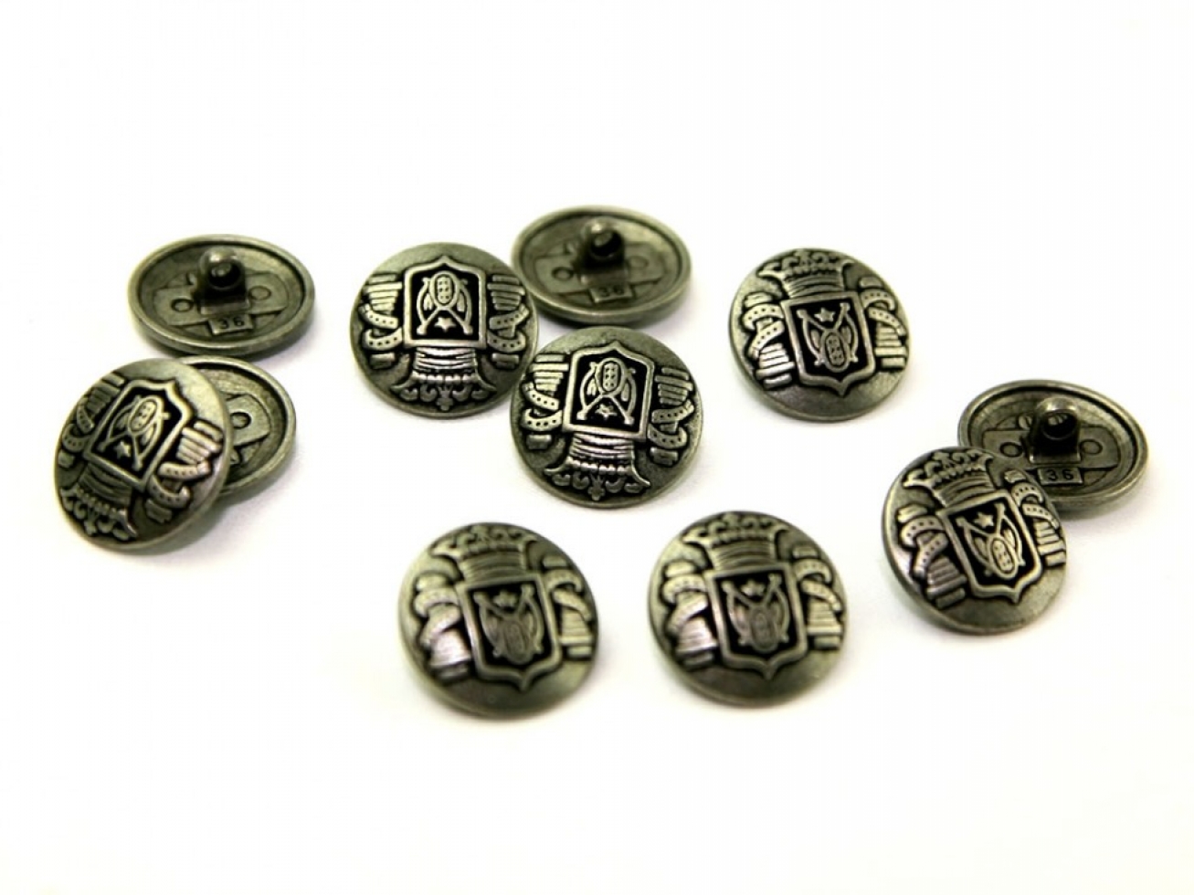 Dill Metal Faux Crest Buttons Antique Silver